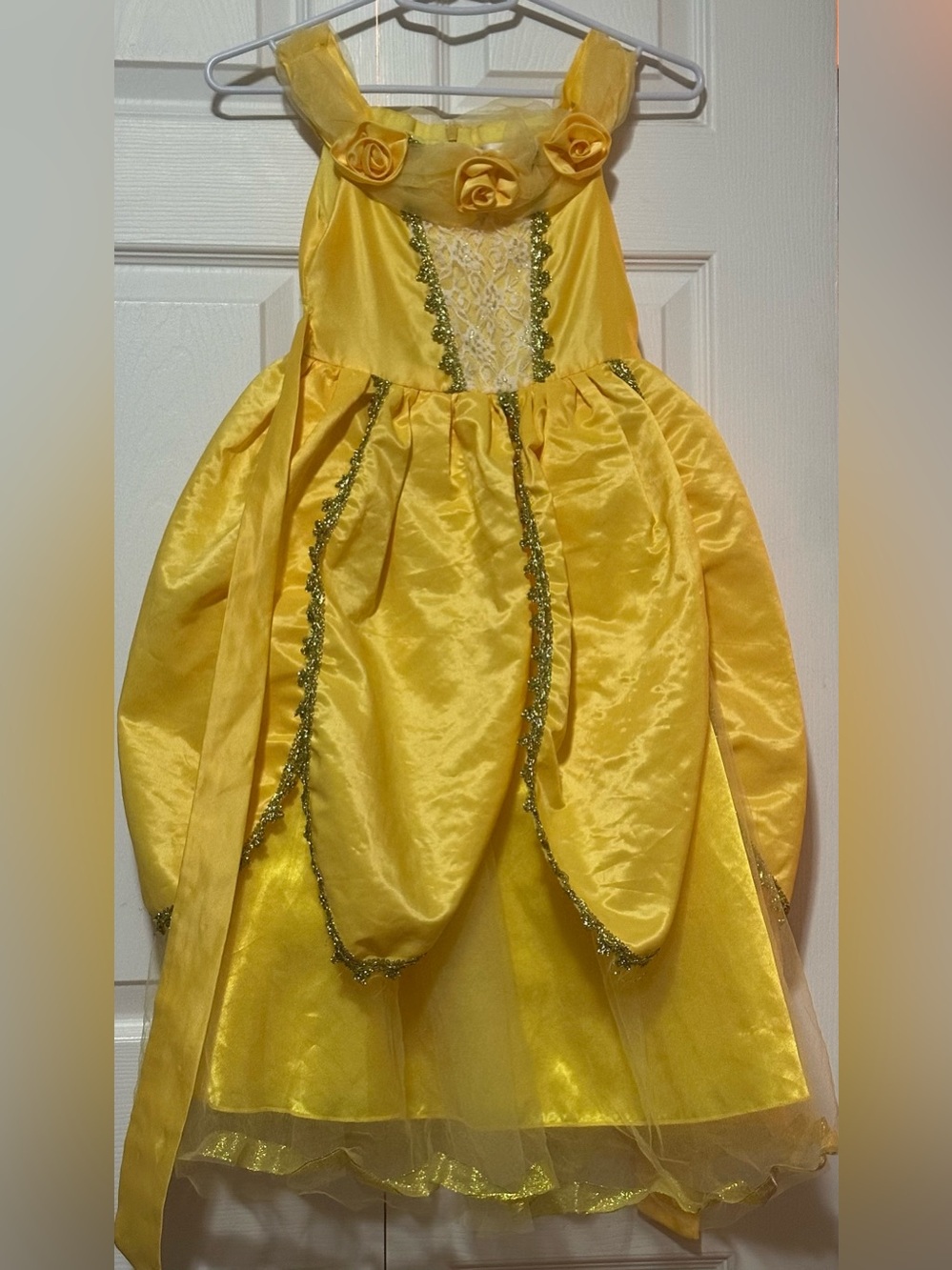 JERRIS  APPAREL  Bright Yellow Princess Dress with Floral Trim Sz 5-6